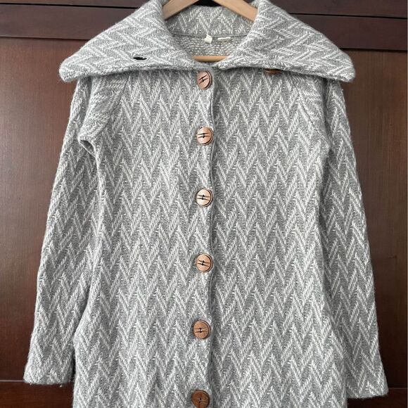 ~ Anthropologie Sm Sweater Pockets Button Gray Cardigan Wool Blend "MOTH" - Picture 2 of 8